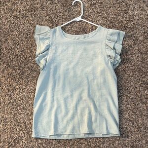 Light Blue Ruffle Sleeve Top